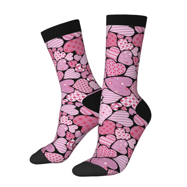 Fotbe Sweet Heart Calcetas Largas con Estampado para Hombre y Mujer – Calcetas de Compresión Transpirables y Elásticas, Viajar y Uso Diario Talla 5-11