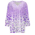 thumbnail image 3 of Gibobby Camisetas de verano para mujer Camiseta informal manga corta con cuello en V y manga siete para mujer(Morado,XL), 3 of 4