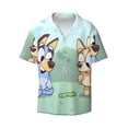 thumbnail image 2 of Lsque Bluey print Men's Cuban Collar Short Sleeve Shirt Summer Beachwear Casual Button Down Fashionable Vacation Leisure Shirt-XX-Large, 2 of 7