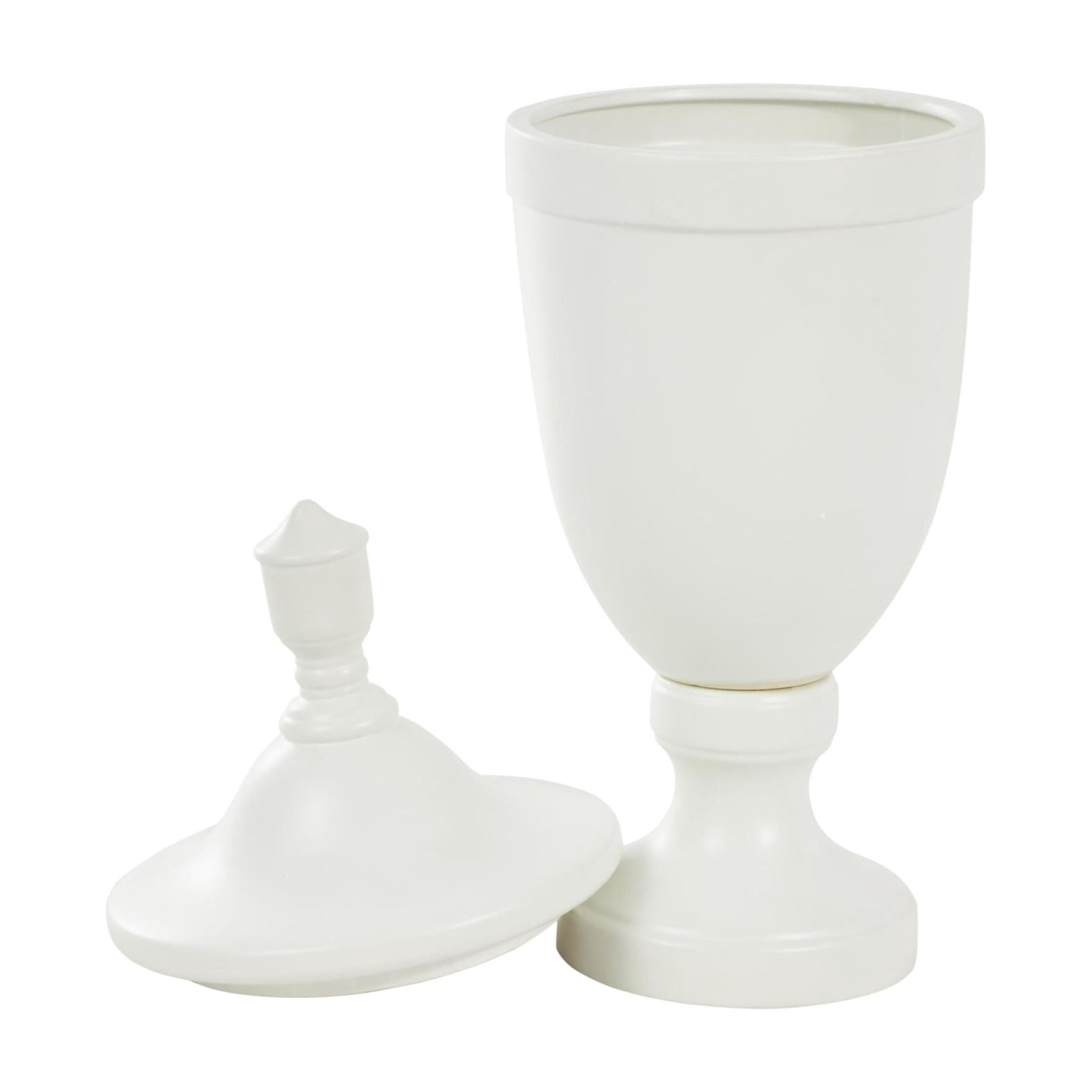 DecMode 11" x 28" White Ceramic Fluted Urn Shaped Decorative Jars with Lid, 1-Piece