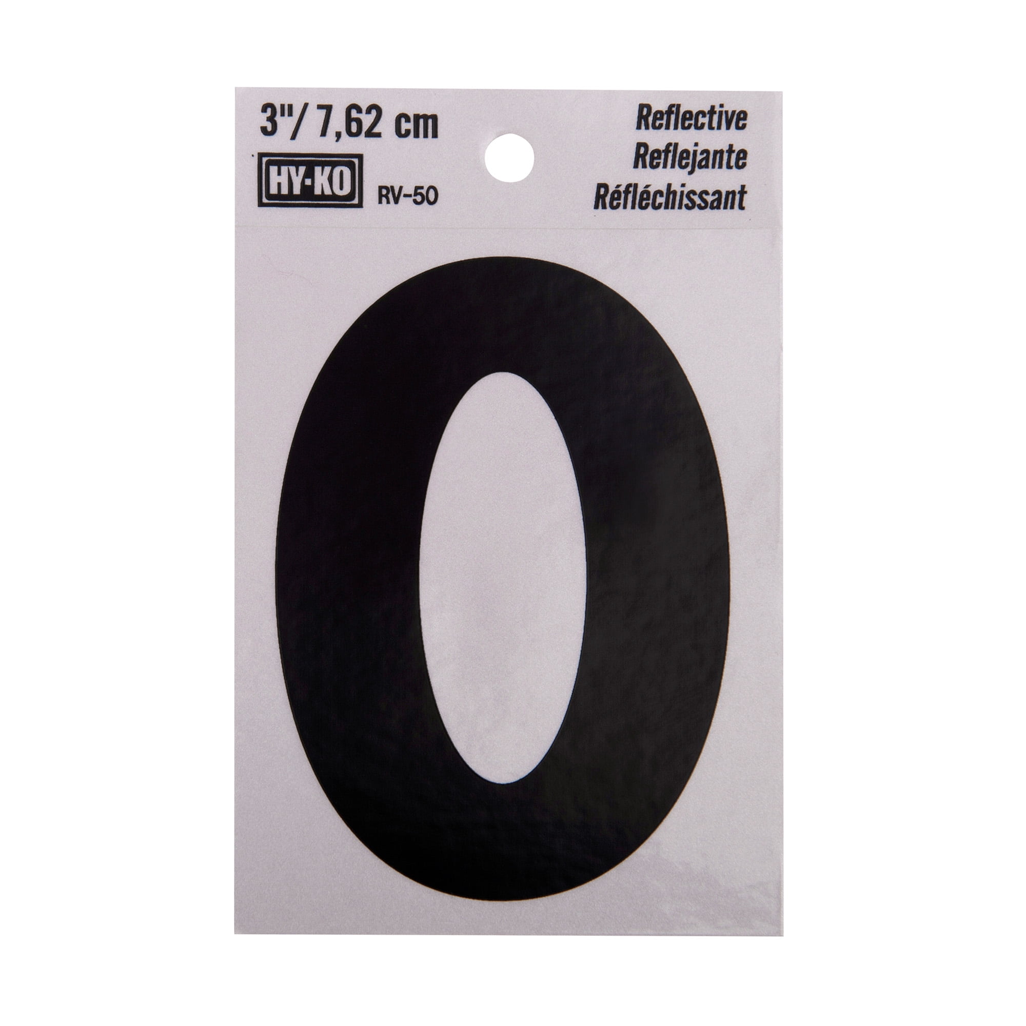 HY-KO 3" Reflective Vinyl Number 0, Self-adhesive, Weather-resistant