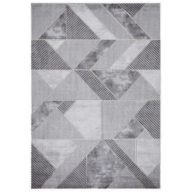 Tapis Rectangulaire Géométrique 3 x 5 Pi. Brighton Madison, Gris