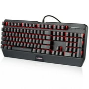 LESHP 2.4GHZ Good Touchness Game Keyboard 1 Colors Backlight LED USB Wired Gaming Mechanical Keyboard Black