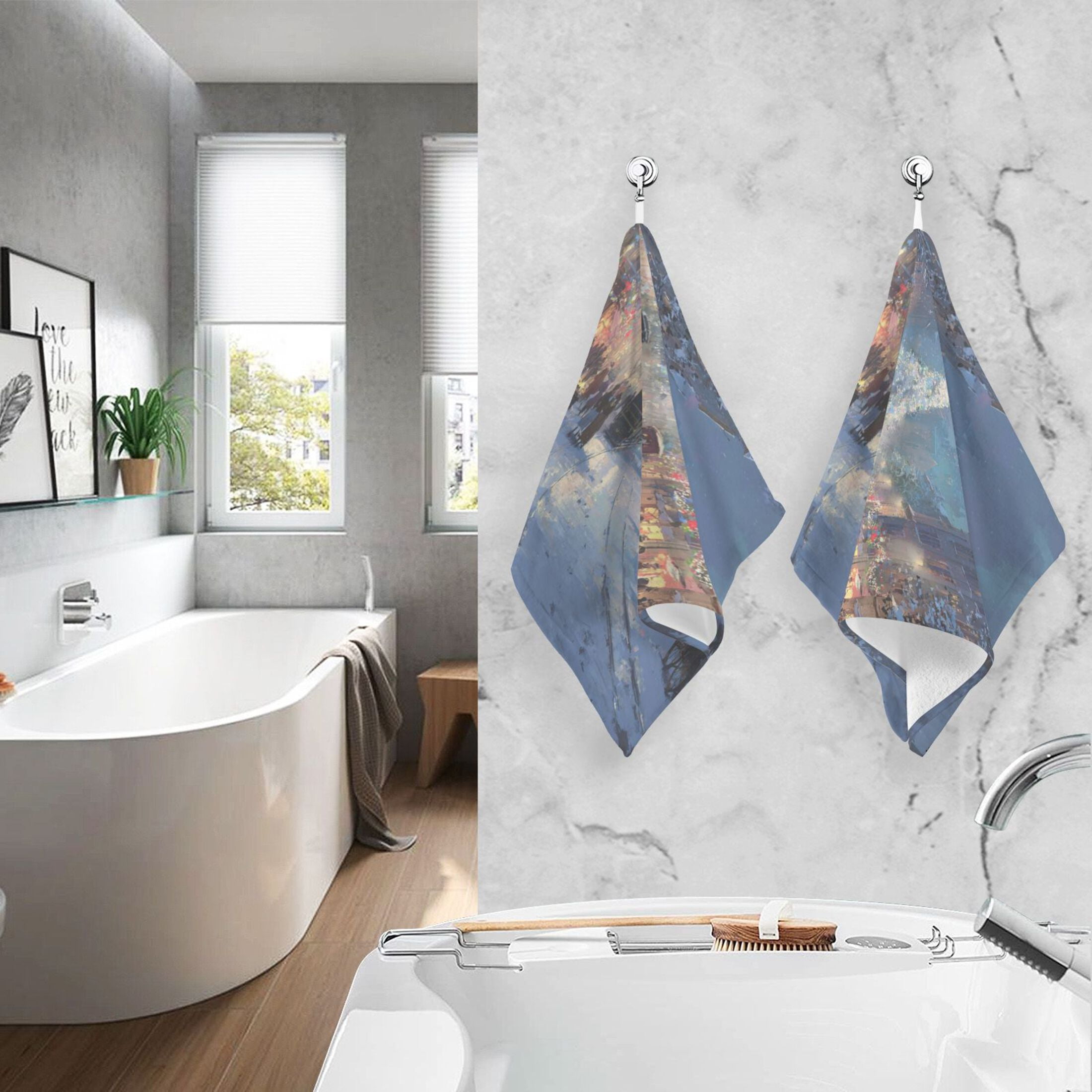 Cotton Towel Two-Piece 16x28 Inch One Sizex2 Face Towel Set Towel Set Cotton Hand Bath Towel Bathroom Beach Aurora