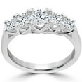 thumbnail image 1 of 1 Ct 5-Stone Graduated Real Round Diamond Wedding Engagement Ring 14K White Gold, 1 of 2