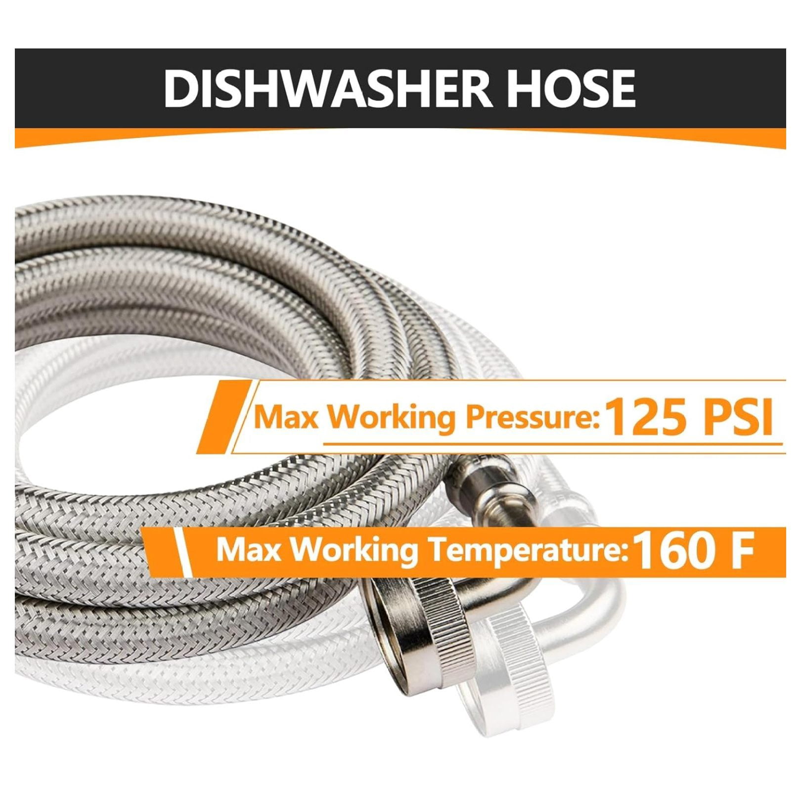 Stainless Steel Dishwasher Hose XYT 4-FT 10-Pack 3/8-Comp x 3/4-FHT For Kitchen Appliances Water Supply Line