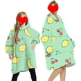 thumbnail image 1 of goowrom Family Cartoon Digital Printing Lamb Wool Warm Hooded Blanket, 1 of 10