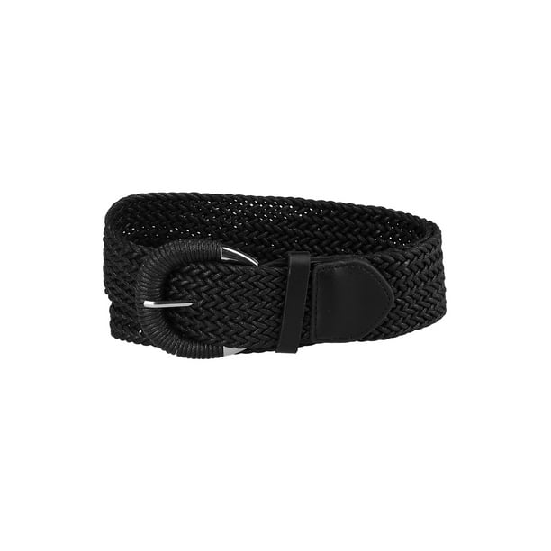 Cinturones de cintura tejidos para mujeres INSPIRE CHIC con hebilla de metal, cinturones trenzados anchos, color negro, 129 cm