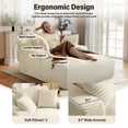 thumbnail image 6 of Aukfa Corduroy Chaise Lounge Chair, Oversized Indoor Lounger Floor Sofa Bed for Living Room, Bedroom, Small Space,White, 6 of 9