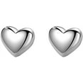 thumbnail image 6 of Solid 925 Sterling Silver 8MM Fat Heart Earrings Studs for Women Teens Sweet Love Studs Earrings, 6 of 9