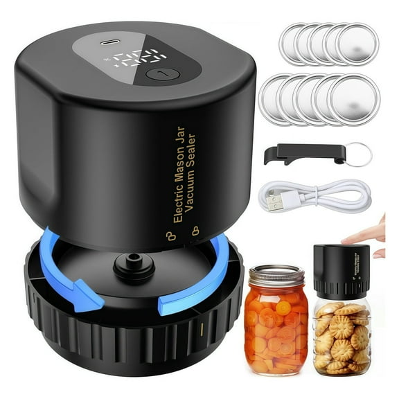 Mason Vacuum Jar Sealer – Ge-N-ie Electric Mason Jar Vacuum Sealer Kit for Wide & Regular Mouth Lids, Rechargeable Food Saver Machine for Airtight Canning & Kitchen Storage