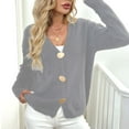 thumbnail image 2 of HAiming Womens Cardigan V Neck Button down Long Sleeve Solid Color Casual Coat Fall Winter Trendy Clothes, 2 of 6