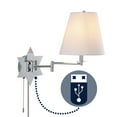 thumbnail image 3 of JONATHAN Y David 18.5" 1-Light Modern French Country Swing Arm Plug-In or Hardwired Iron LED Star Wall Sconce with Pull-Chain and USB Charging Port, Chrome, 3 of 11