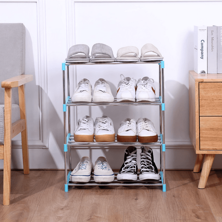 Wood Shoe Cabinet, 4-Tier Shoe Rack Storage Organizer with Drawers En –  LYHOE