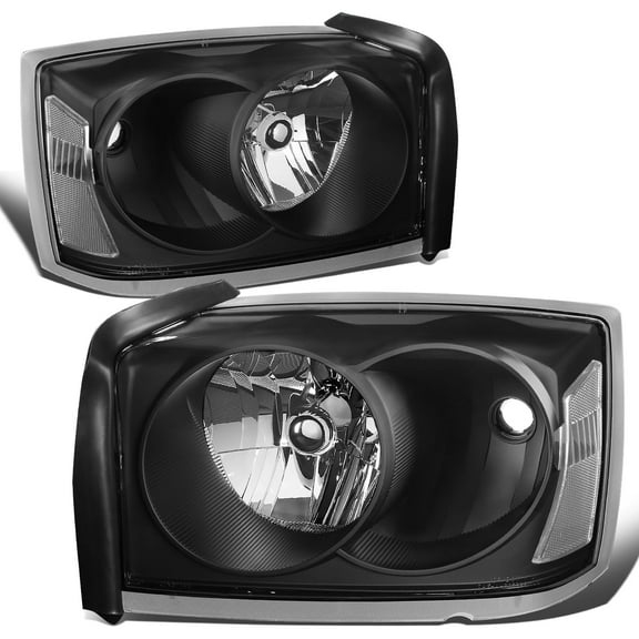 DNA Motoring For 05-07 Dodge Dakota Factory Style Black Clear Corner Headlight Lamps Pair Replacement