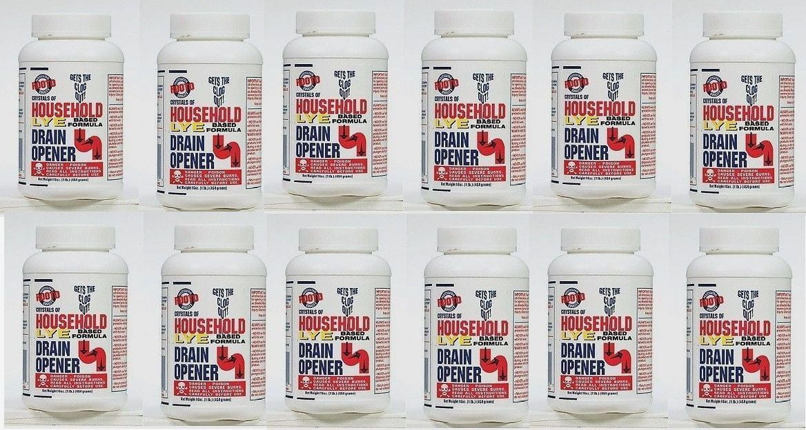 12 ROOTO 100 Lye Drain Opener Crystals of Household Clogged Sinks