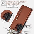 thumbnail image 5 of Designed for Samsung Galaxy A53 5G PU Leather Back Case, Vintage Kickstand Card Slots Finger Ring Zipper Drop Protective Business Phone Cover Compatible with Samsung Galaxy A53 5G - Brown, 5 of 8