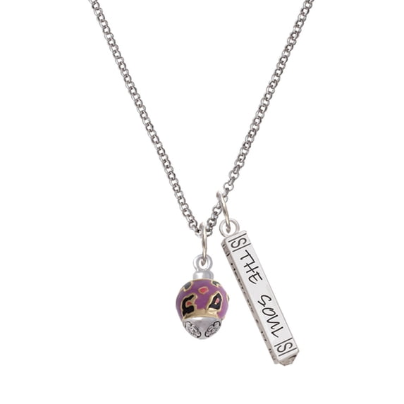 Delight Jewelry Goldtone Hot Pink & Purple Wide Cheetah Print Spinner Silvertone Hope Anchors the Soul Bar Charm Necklace, 23"