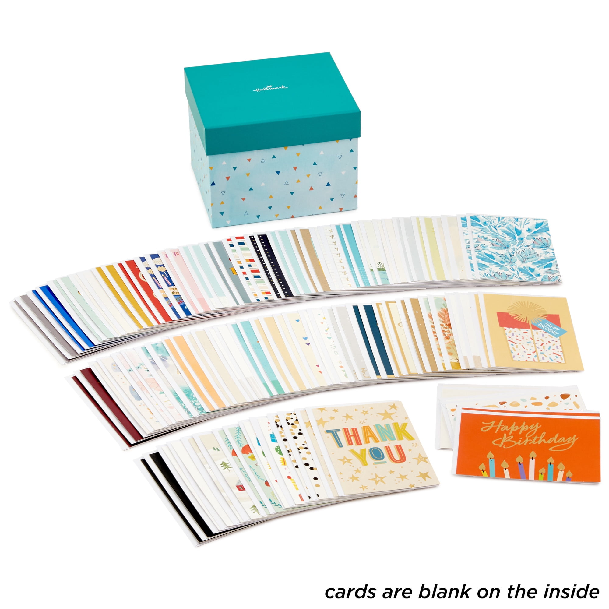 Hallmark Assorted Boxed All Occasion Blank Greeting Cards—Birthday, Thank You, Congratulations, Wedding, Baby, Thinking of You, Sympathy, Pack of 100 With Card Organizer Box