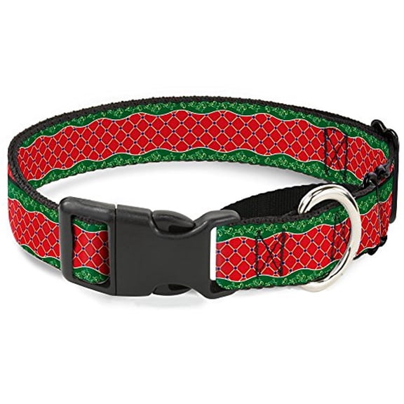 Buckle-Down Holiday Trim Stripe Green Red Martingale Dog Collar