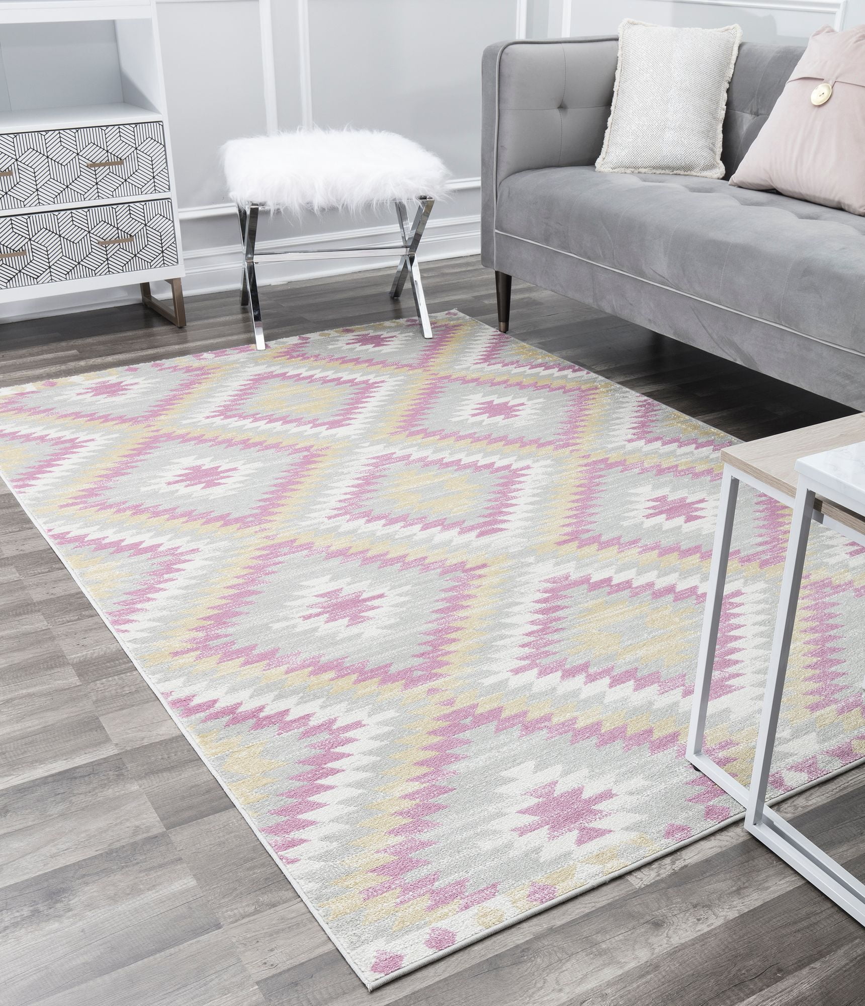 Soleil BR30R BubbleGum Tribal Moroccan Gray Area Rug, 8'9"x12'