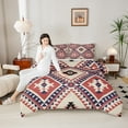 thumbnail image 4 of jejeloiu Southwestern Aztec Geometric Bedding Comforter Set,Rustic Western Boho Twin Comforter Sets,Beige Red Deepblue Bedding Set For Teens,Ultra Soft Home Decor Reversible,2-Piece, 4 of 8