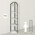 thumbnail image 3 of 5 Tier Corner Shelf, 70” Corner Shelf Stand, Corner Bookshelf Plant Stand, Storage Shelf for Bathroom, Living Room, Kitchen,Home Office, White, 3 of 13