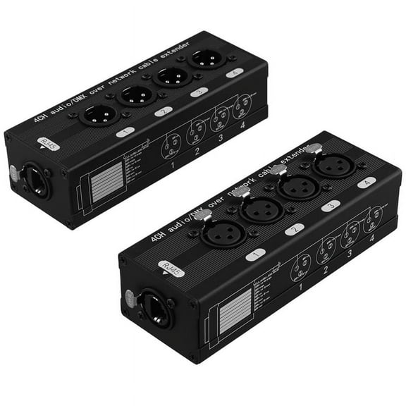 1 Pair 4 Channel XLR/ Audio RJ45 Ethernet Extender XLR Transceiver for Live Stage, Recording Studio