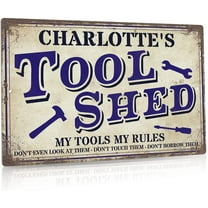Personalized Garage Aluminum Metal Sign - Man Cave & Tool Shed Decor, Gifts for Men & Dad, 12x8 Inches