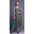 thumbnail image 2 of Bimba Tunique d'Été pour Femmes à Manches 3/4 Imprimée Kurtis Droits Longs Indiens, 2 of 6