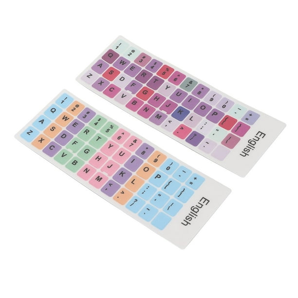 2 Pegatinas para Teclado en Inglés Pegatinas de Repuesto para Letras de Teclado en Inglés Fondo Colorido con Letras Negras para Teclados Portátiles de 10 a 17 Pulgadas