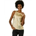thumbnail image 4 of MODA NOVA Junior's Metallic Shiny Tank Top Party Club A-Line Shimmer Camisole Gold XL, 4 of 7