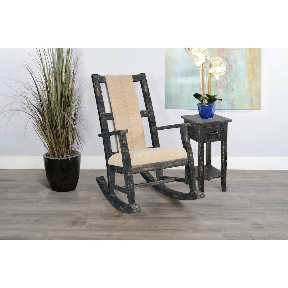 Sunny Designs Marina Mahogany Rocking Chair with Cushion Seat & Back in Black