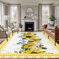 thumbnail image 2 of Yellow Sunflowers Floral Large Area Rugs 5x8 ft Pastoral Wildflowers Leaf Yellow Plaid Washable Rug Non Slip Indoor Carpet Absorbent Floor Mat for Living Room Bedroom Dining Room, 2 of 9