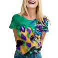 thumbnail image 1 of PMUYBHF T-Shirt Imprimé à Manches Courtes Col Rond pour Femmes Printemps Été 813 L, 1 of 5