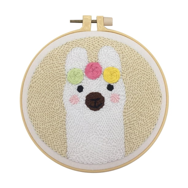 Kits de inicio con aguja perforadora de patrones lindos Kit de bordado con aguja perforadora de hilo suave Alpaca