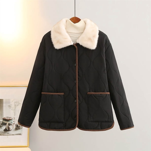 Parkas de manga larga para mujer, chaqueta informal de manga larga de colores, sin capucha y con solapa, chaqueta de algodón para mujer
