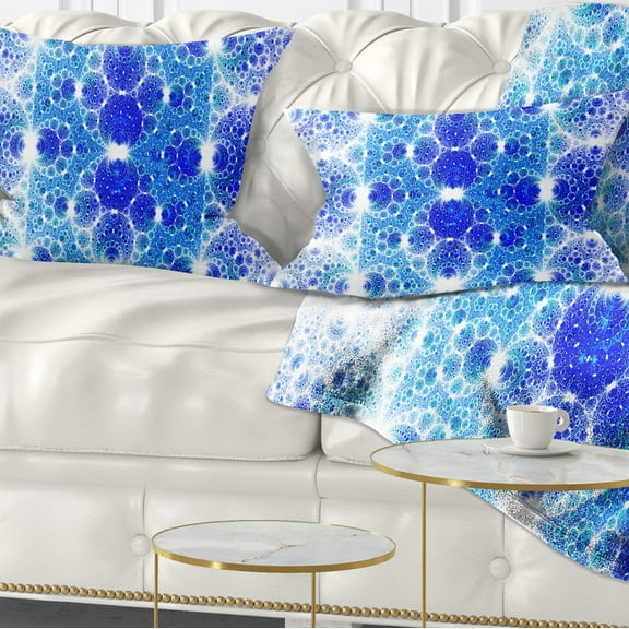 Designart Exotic Blue Fractal Crescent Pattern - Abstract Throw Pillow - 12x20