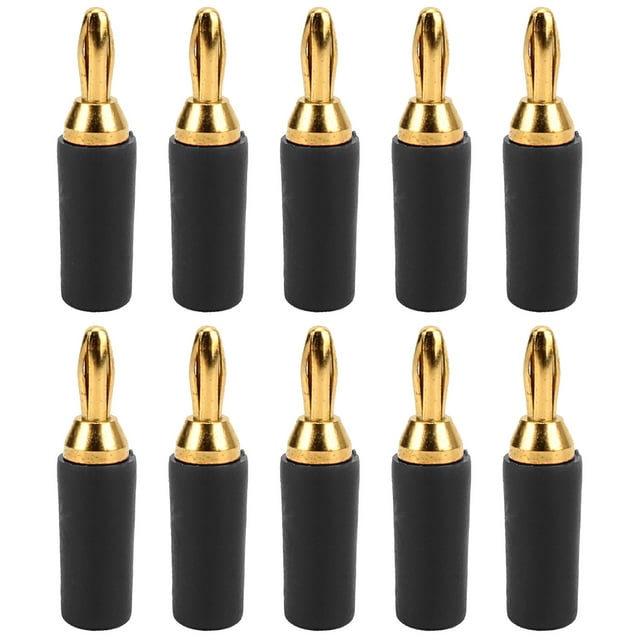 Conector banana de latón chapado en oro de 2,5 mm (10 unidades, J.10007), color negro