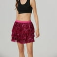 thumbnail image 6 of QSAWXQZ Carnival Tassel Skirt for Women Loose Color Block Sequins Mini Skirt Hot Pink-1 L, 6 of 9