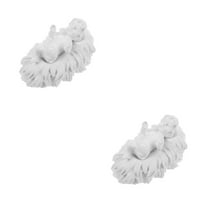 Worgeous 2pcs Baby Jesus Figurine In Manger Resin Jesus Statue Christmas Decorations Miniature Jesus Figurine For Nativity Scene Decor
