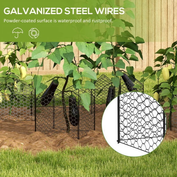 Chak’s Choice Garden Chicken Wire Cloche, 12" x 14" Plant Protectors from Animals, 4 Pack Metal Crop Cages to Keep Animals Out, Black