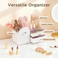 thumbnail image 2 of VUSIGN 3-in-1 Makeup Organizer Jewelry Box, Cosmetic Jewelry Storage Desk Pen Organizer, Clear Beauty Holder for Lipstick Brush Skincare, Earring Case with Adjustable Velvet Trays for Ring Necklace, 2 of 10
