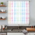 thumbnail image 5 of Blue Pink Plaid Sheer Curtains 45 Inches Long, Pastel Green White Buffalo Patchwork Light Filering Curtains, Breathable Simi Curtain Privacy Drapes for Kitchen Bathroom Small Window Treatment, 5 of 9