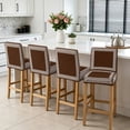 thumbnail image 3 of Dark Brown Geometric Bar Stool Cover Set of 4, White Greek Key Design Abstract Modern Art Stretch Bar Chair Cover, Removable Washable Counter Stool Chair Slipcover for Kitchen Dining Room Cafe, 3 of 9