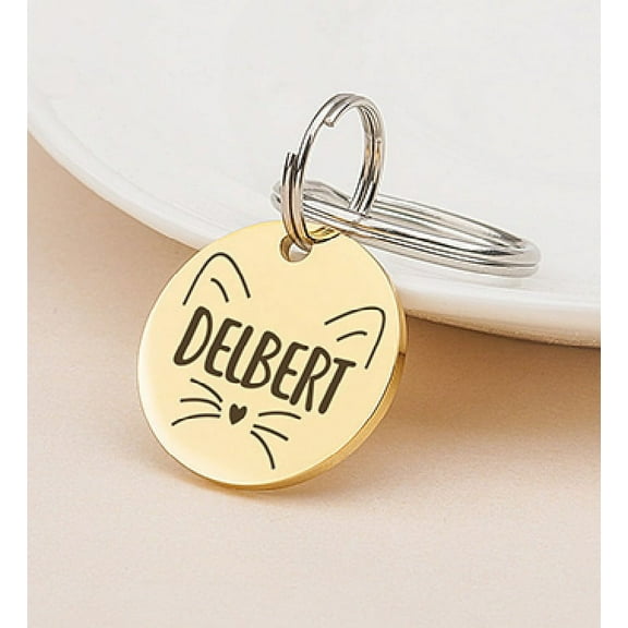 Engravable Round Dog Tag - Custom Animal Face and Name Pet ID Dog Tag - Personalized Pet Tags for Cat and Dogs - Small Medium Large Size - Stainless Steel Collar Pet Tags - Ships Next Day!