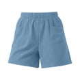 thumbnail image 5 of Ihhxva Cotton Shorts for Women Relaxed Fit Elastic Waist Solid Color with Pockets Adjustable Stretchable Summer Exterior Pocket Mid Rise Flat Front Casual Beach Workout Lounge S-2XL, 5 of 7