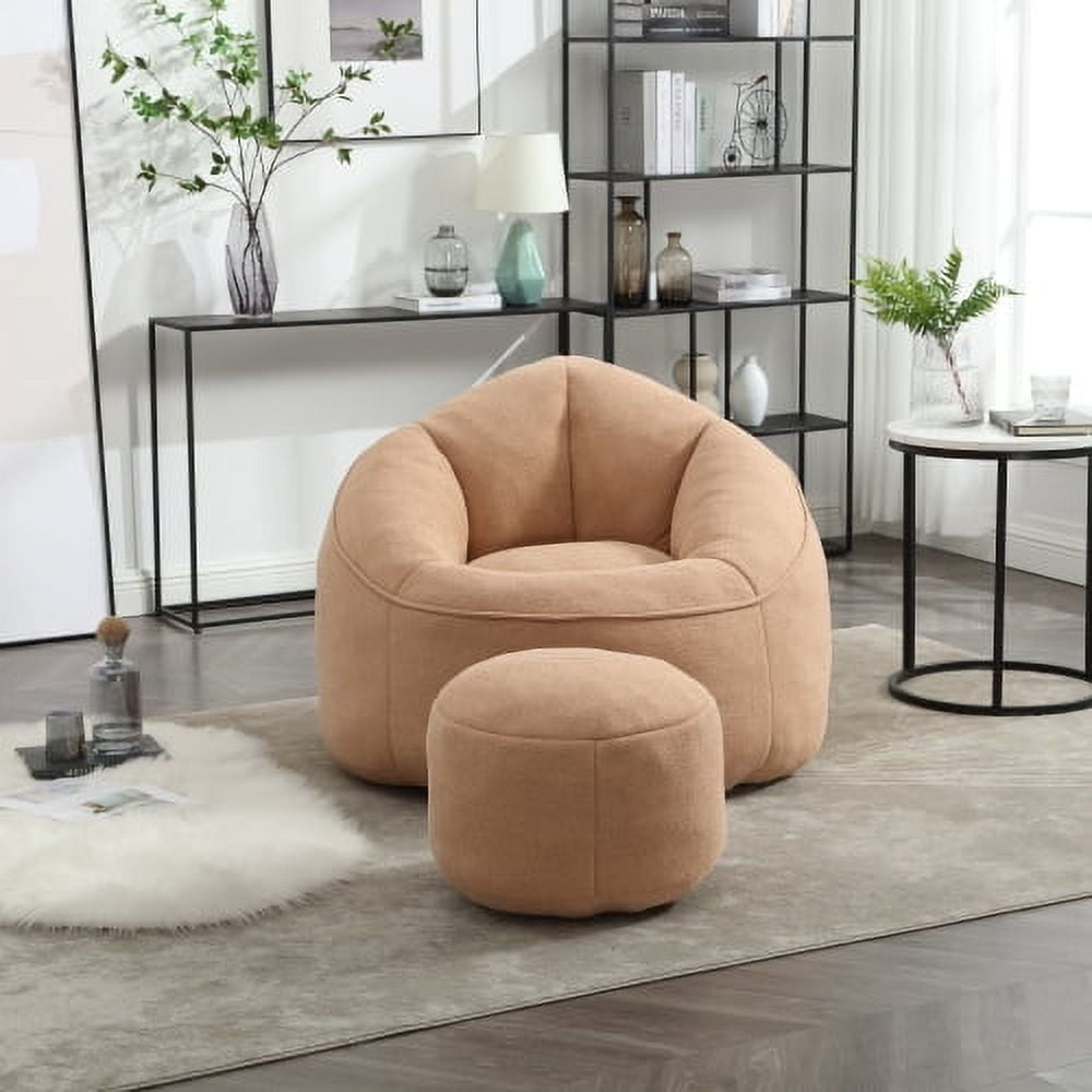 Armrest Bean Bag Chairs with Filler Comfy Bean Bag Chair for Adults and Kids Soft Microfiber Velvet Floor Sofa for Living Room Bedroom No Assembly Required Bag with Footrest