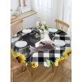 thumbnail image 2 of Round Tablecloth Yellow Sunflower Cow Farmhouse Waterproof Oil Proof Polyester Table Cloth Cover Decor for Home Dining Outdoor,Patio,Parties, 60" Dia. Black And White Check Plaid, 2 of 9