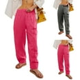 thumbnail image 5 of Womens Pajama Pants Casual Plaid Wide Leg Lounge Pants For Women Comfy Thin Summer Pants Hot Pink XXL, 5 of 9